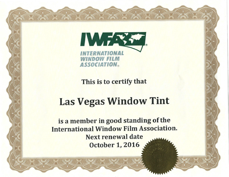 Certificates & Certifications - Las Vegas Window Tinting